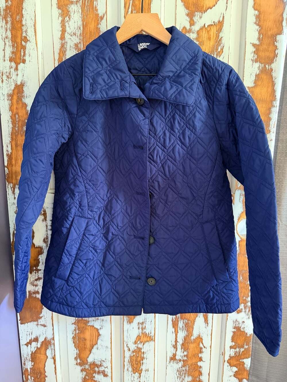 Lands' End Women's Blue Primaloft Insulated Quilted Jacket Cabincore Gorpcore